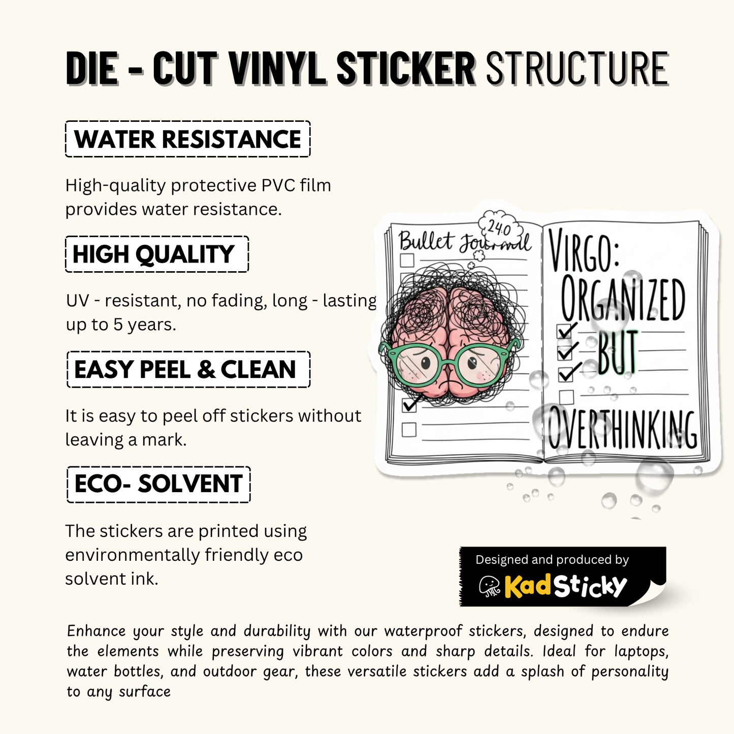 3PCs Funny Virgo Overthinking Sticker | Astrology Planner Decal Gift