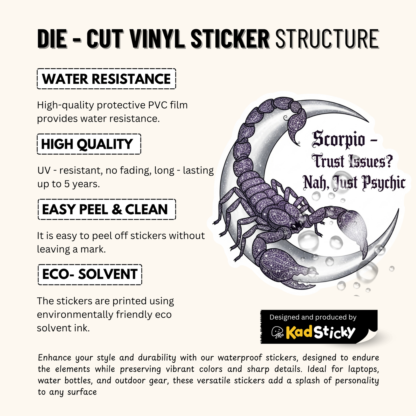 3PCs Scorpio Psychic Trust Issues Sticker | Gothic Zodiac Vinyl Decal
