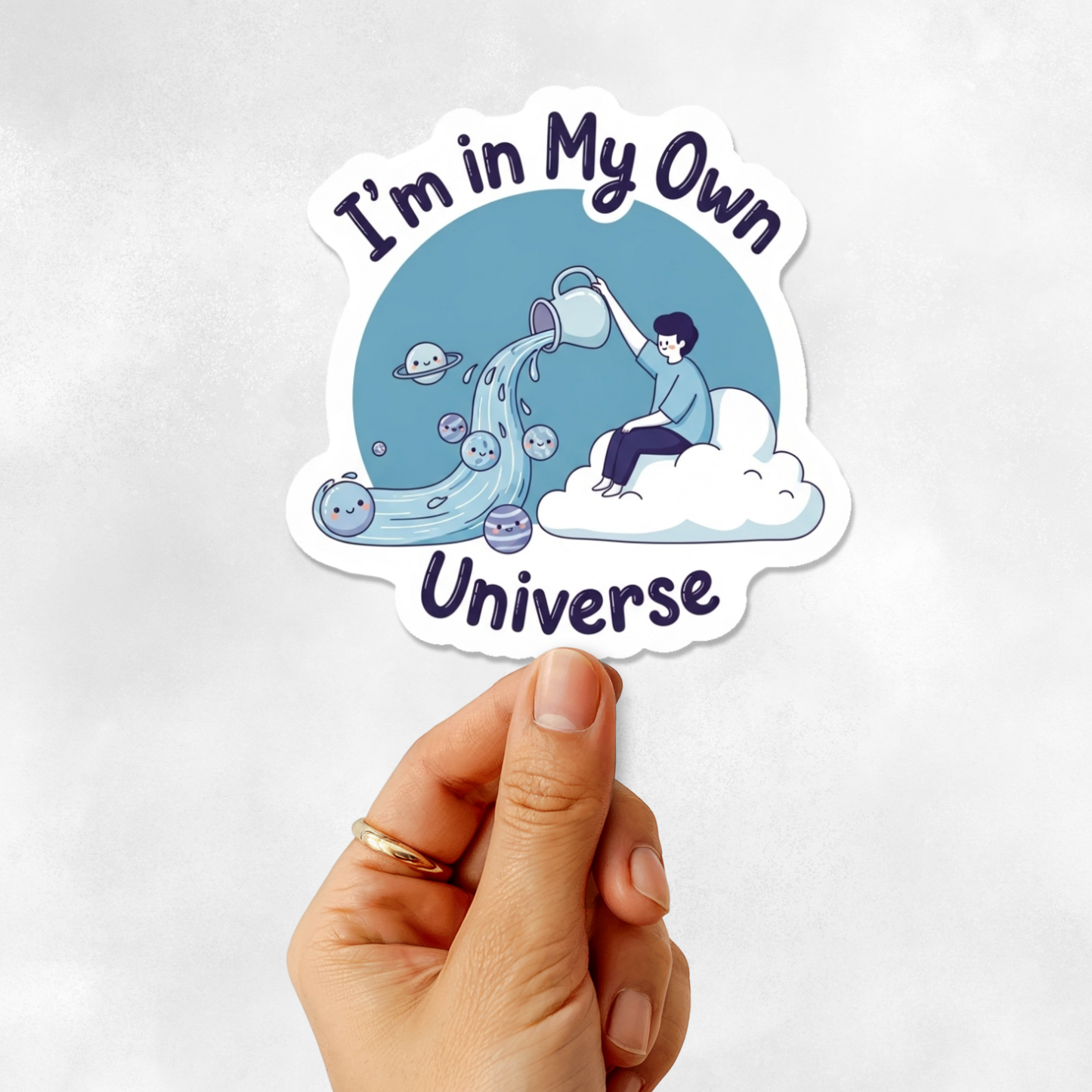 3PCs Aquarius Zodiac Sticker | Sci-Fi Cosmic Decal for Laptops