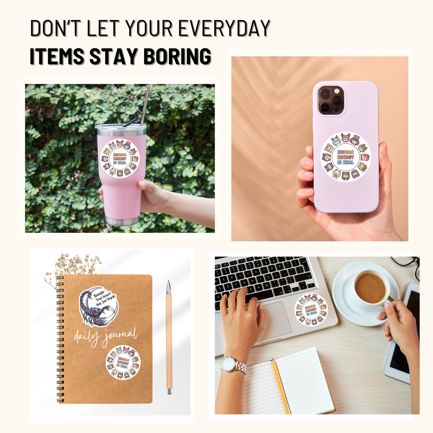 3PCs Zodiac Energy is Real Sticker, Astrology Gift, Pastel Vinyl Decal