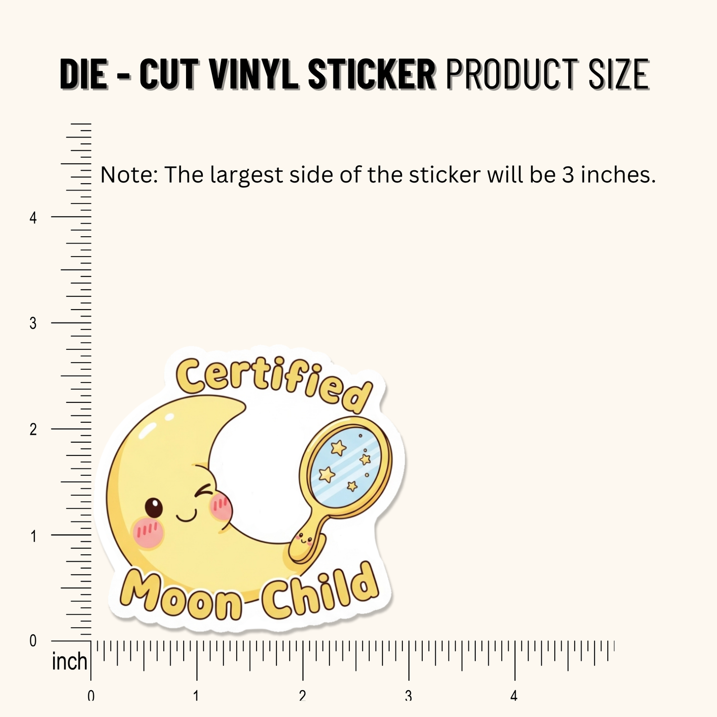 3PCs Certified Moon Child Sticker Cute Astrology Celestial Decal