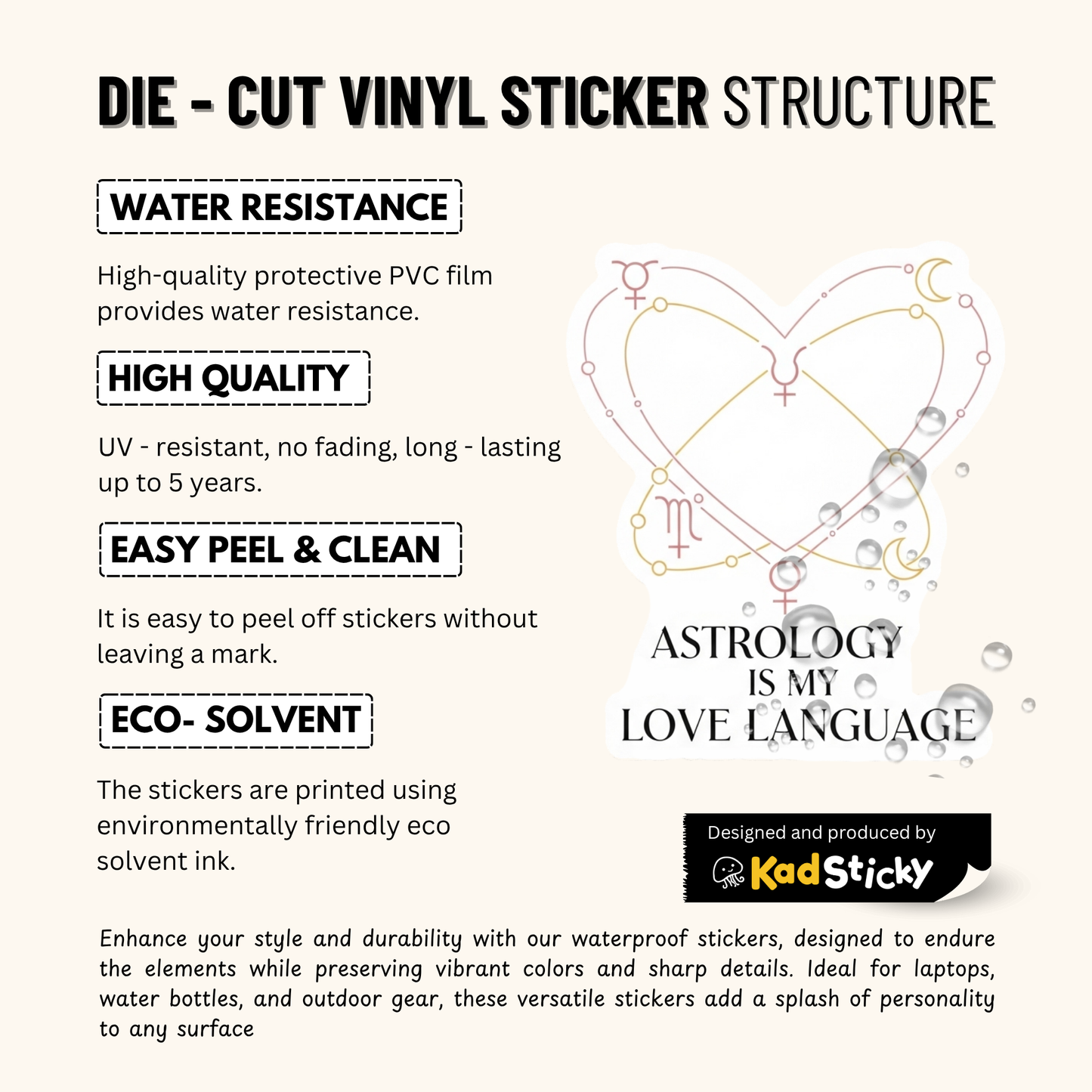 3PCs Astrology Love Language Sticker | Funny Zodiac Vinyl Decal Gift