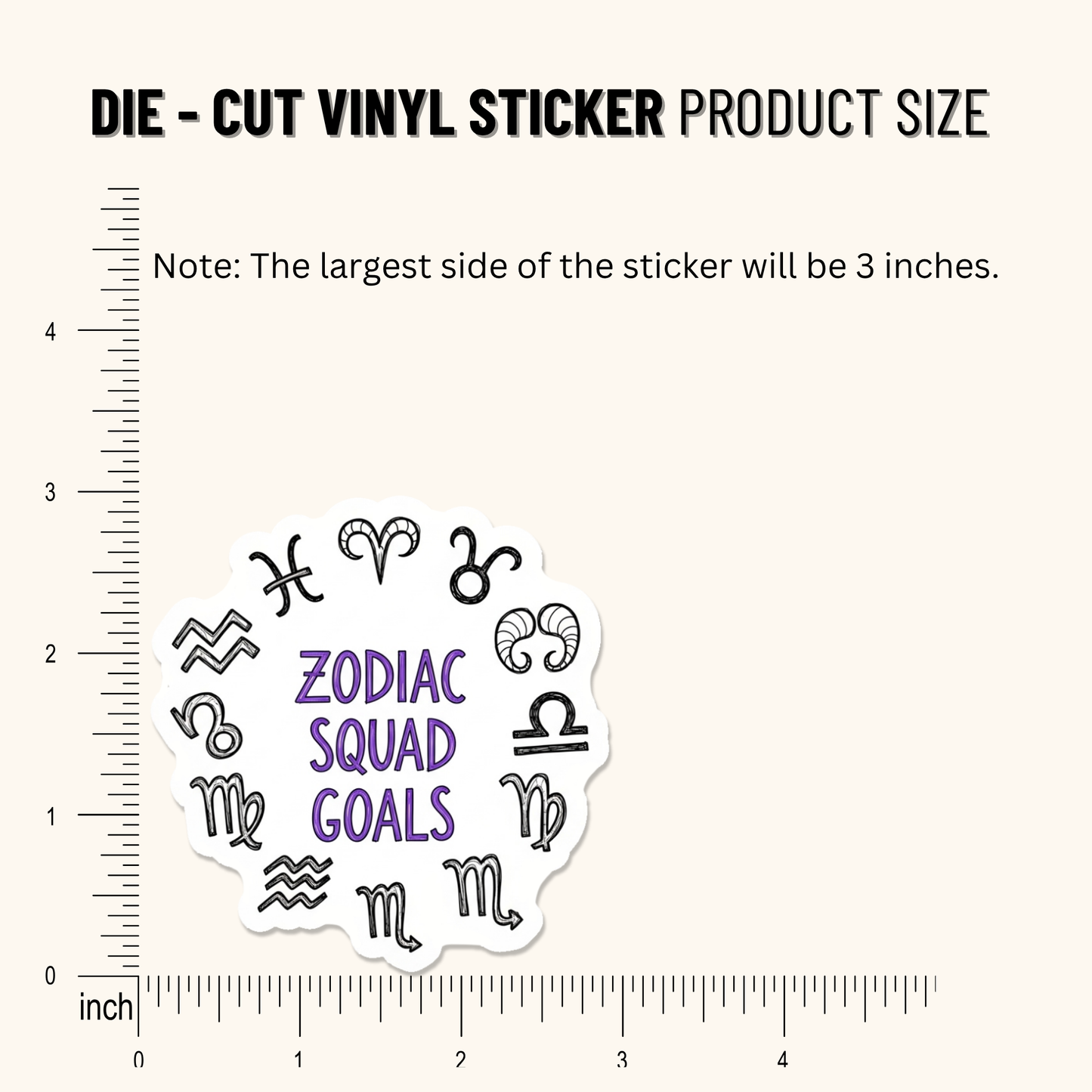 3PCs Zodiac Squad Goals Sticker Astrology BFF Gift Vinyl Decal