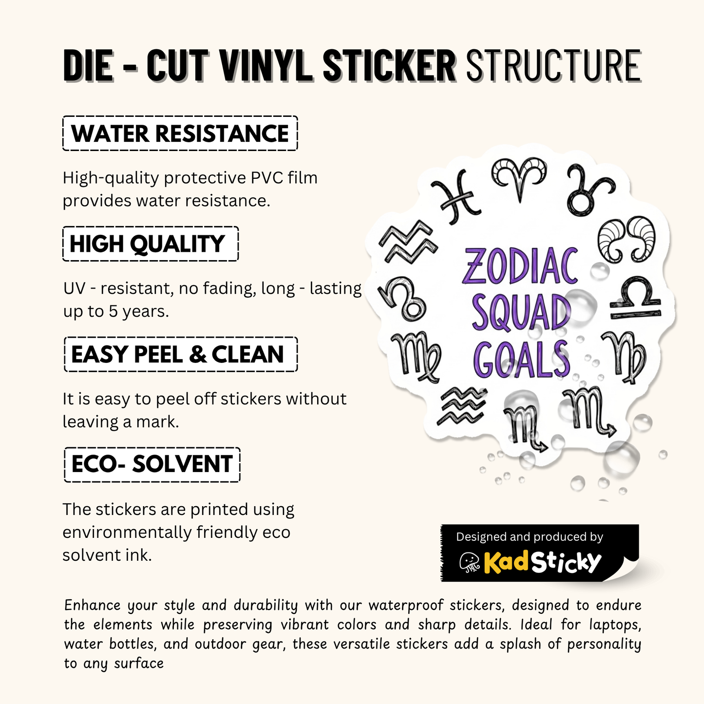 3PCs Zodiac Squad Goals Sticker Astrology BFF Gift Vinyl Decal