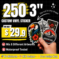 250 Custom Vinyl Stickers — Best Value - Matte
