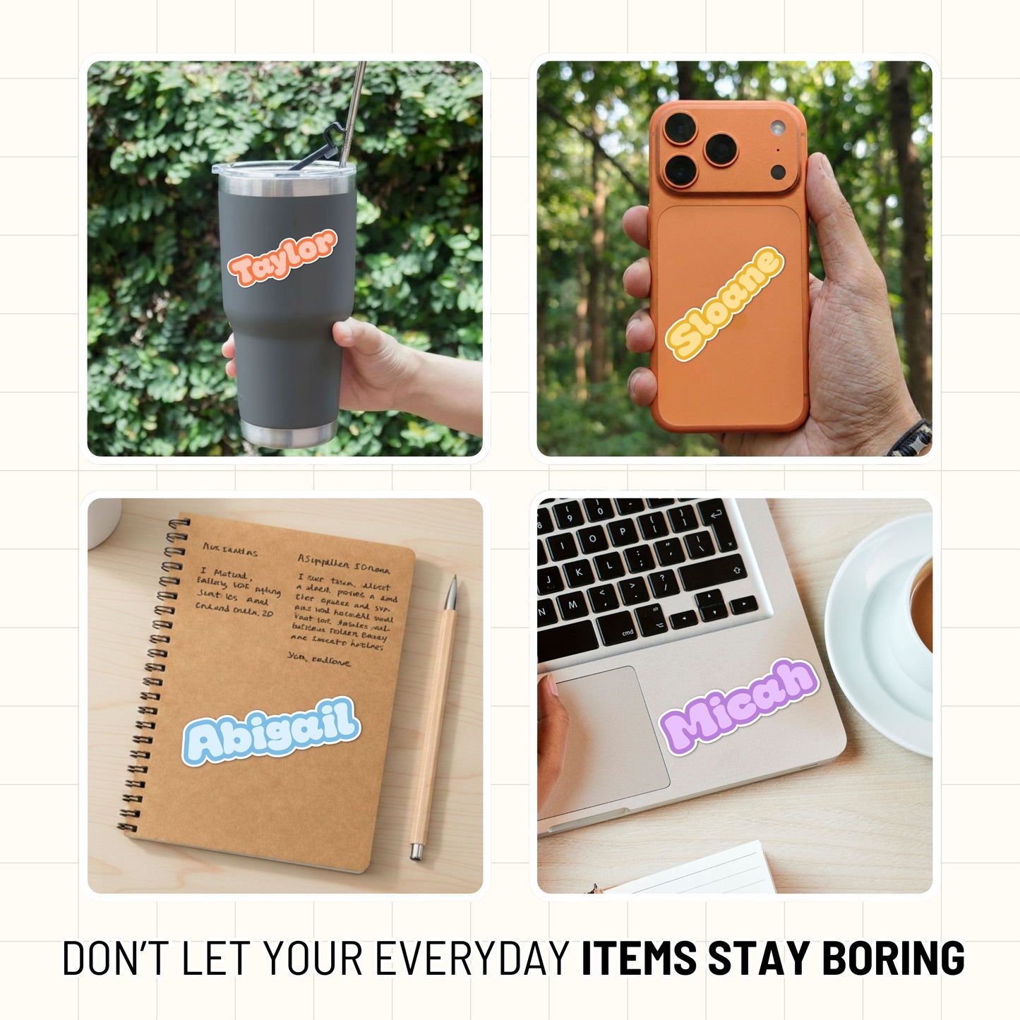 Personalized Name Sticker Style 3 : Waterproof Vinyl Decal