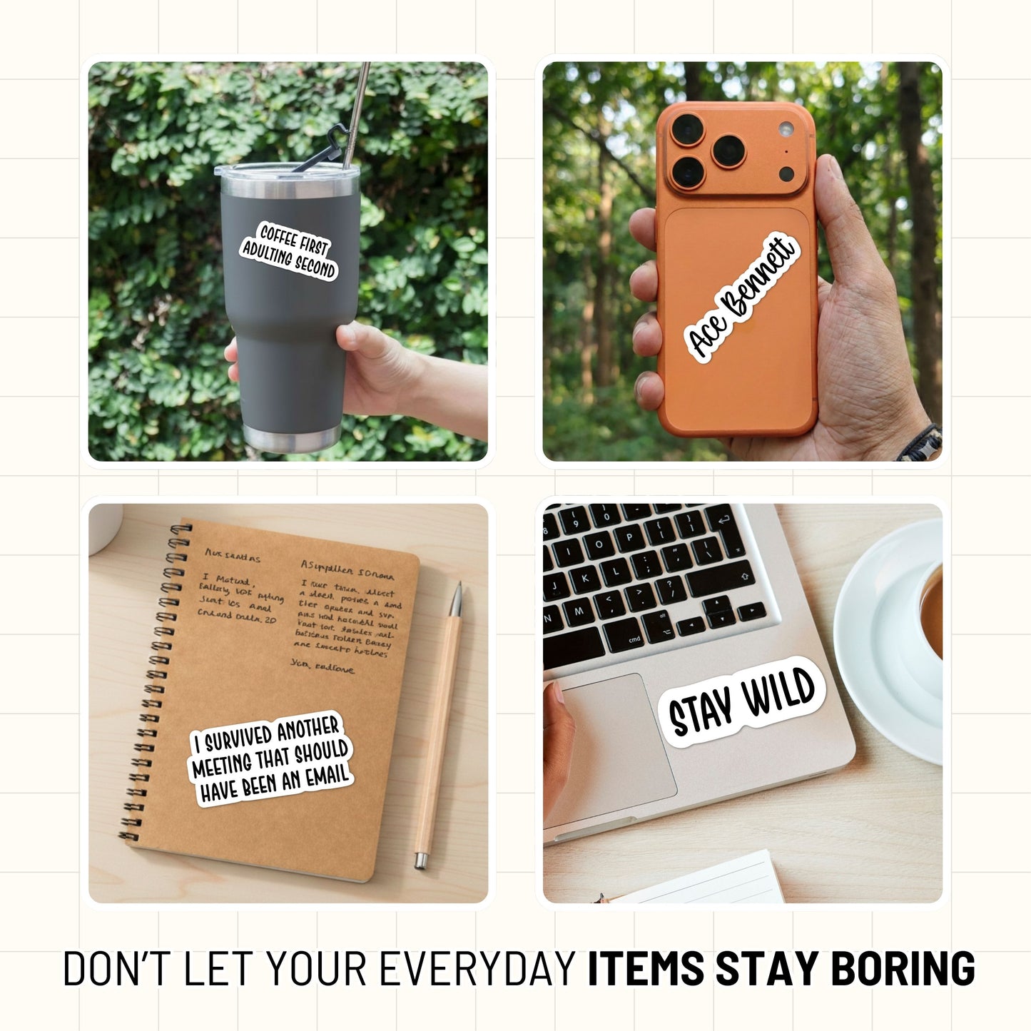 Custom Sticker Text : Waterproof Vinyl Decal