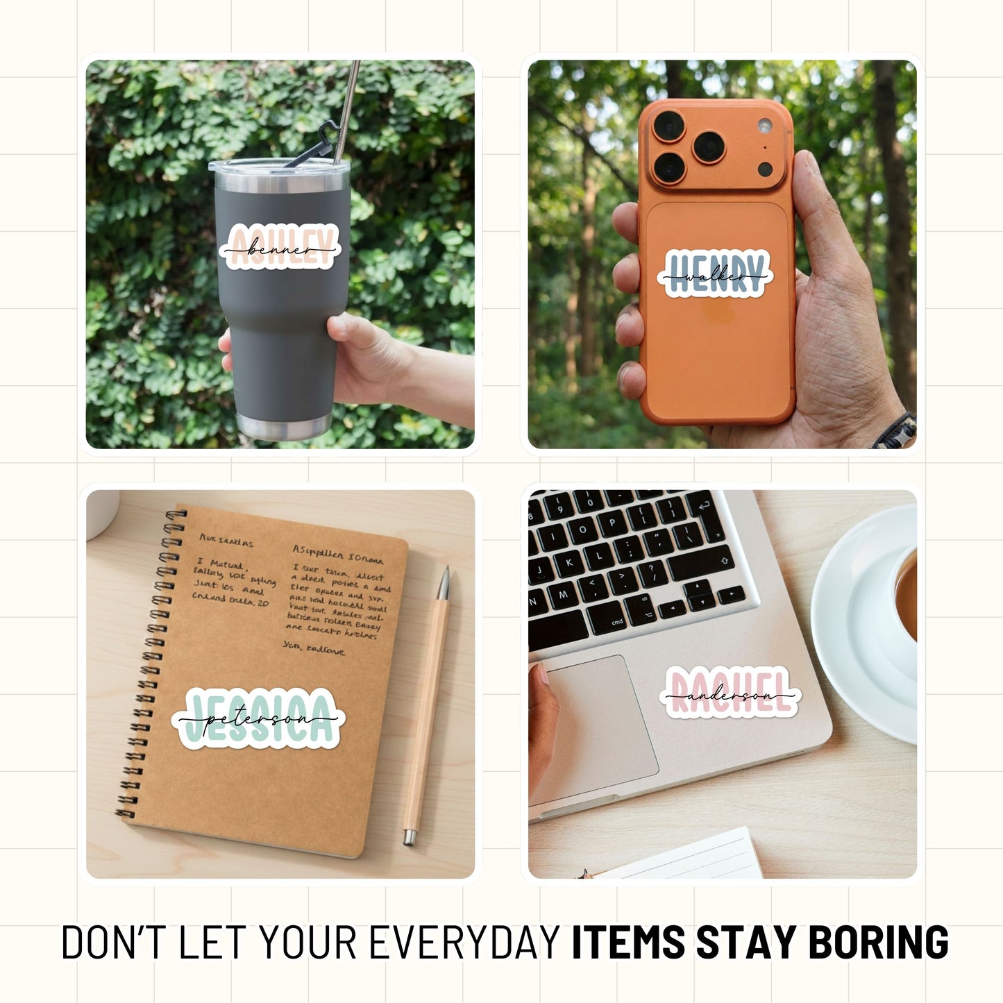 Personalized Name Sticker Style 2 : Waterproof Vinyl Decal