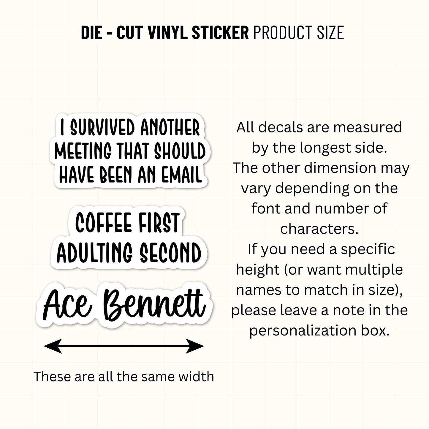 Custom Sticker Text : Waterproof Vinyl Decal