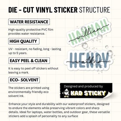 Personalized Name Sticker Style 2 : Waterproof Vinyl Decal