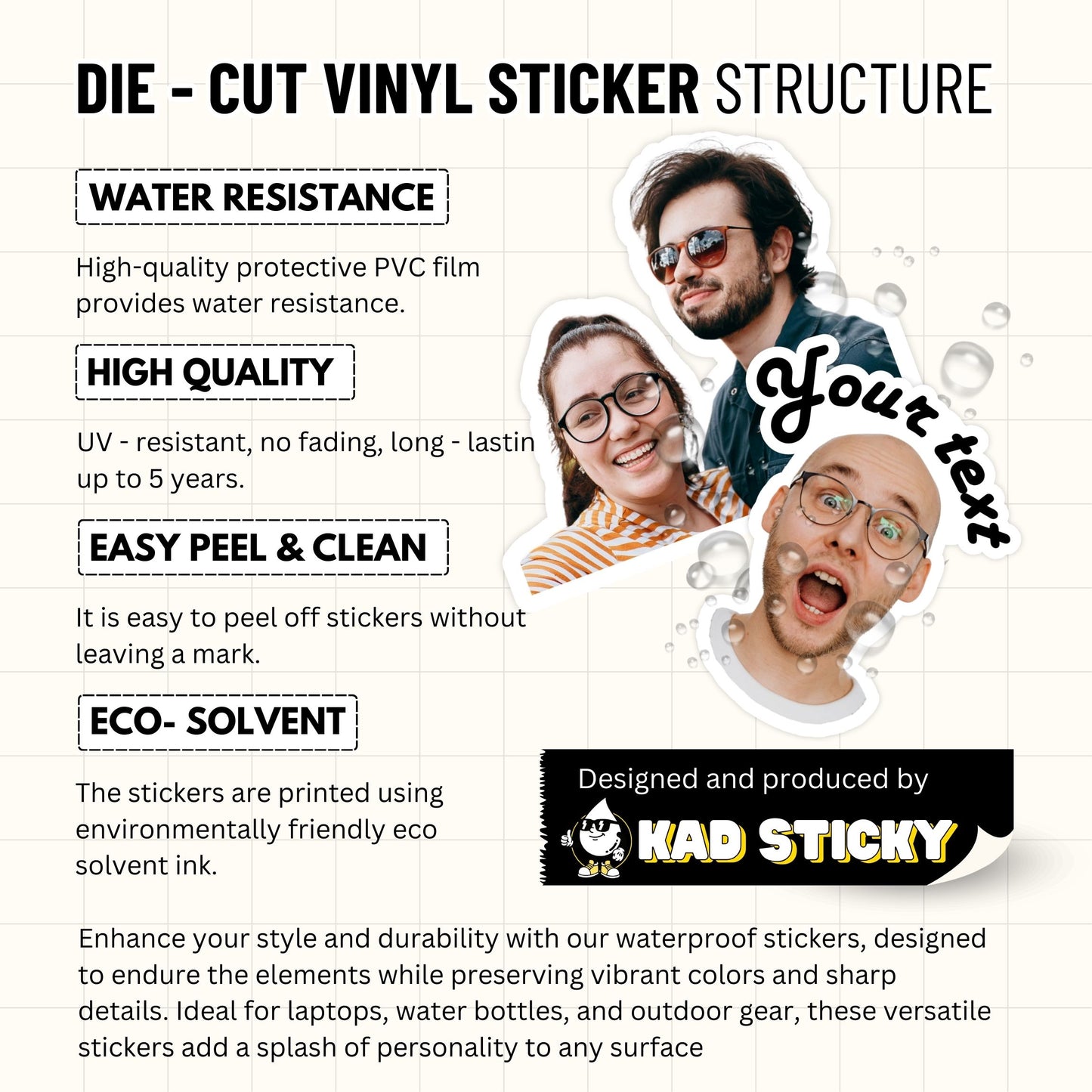 Custom Photo Sticker (Waterproof Vinyl) - 3PCS