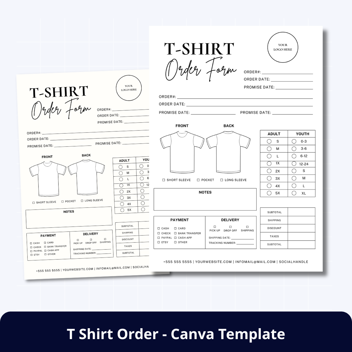 [FREE] Custom T-Shirt Order Form - Editable Canva Template