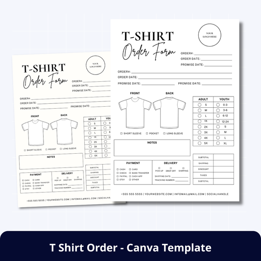 [FREE] Custom T-Shirt Order Form - Editable Canva Template