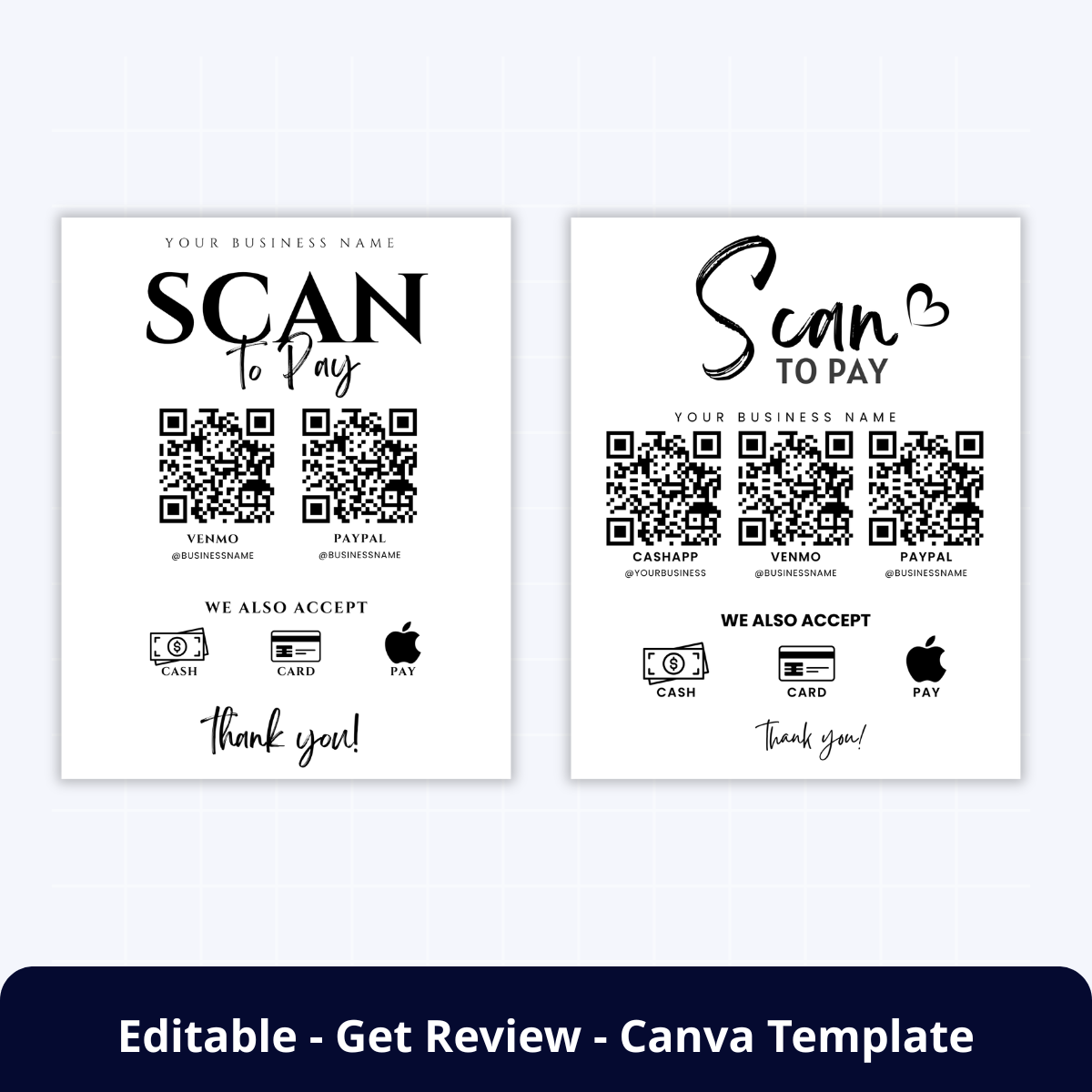 [FREE] "Scan to Pay" QR Code Sign - Editable Canva Template