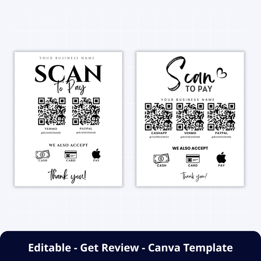[FREE] "Scan to Pay" QR Code Sign - Editable Canva Template