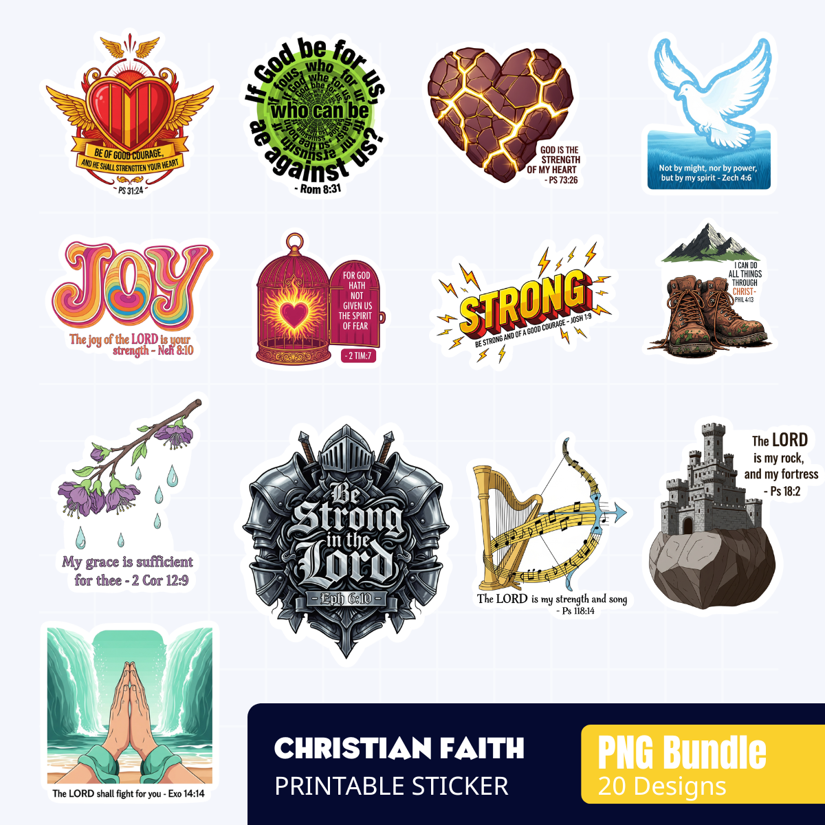 [FREE] Christian Faith Bible Verses Digital Stickers - 20 PNGs