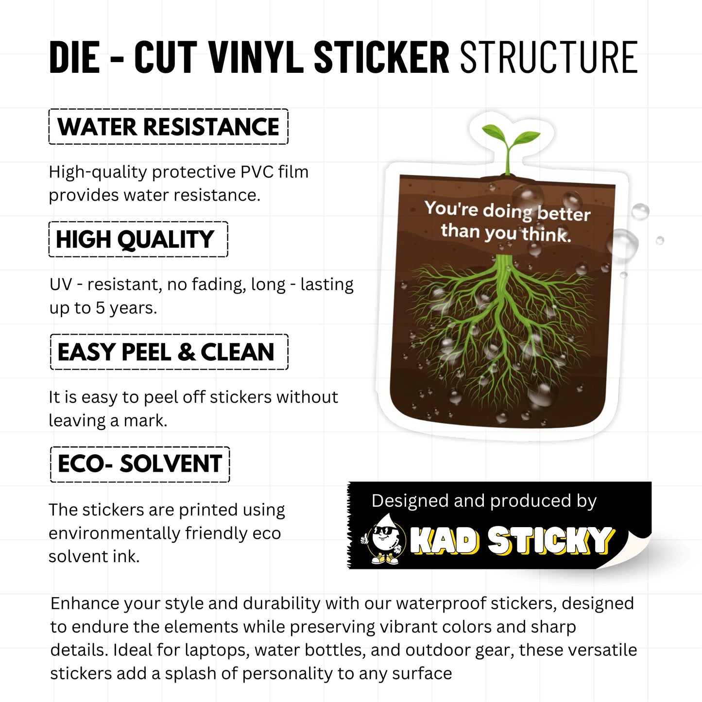 Inspirational Quote Sticker - You’re Doing Better Roots Design