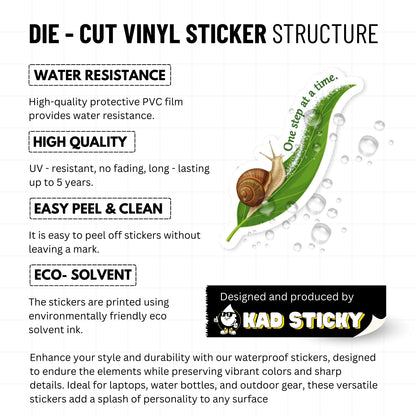 One Step at a Time Snail Sticker - Inspirational Progress Decal