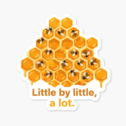 Inspirational Affirmation Sticker - Little by Little Honeycomb Design