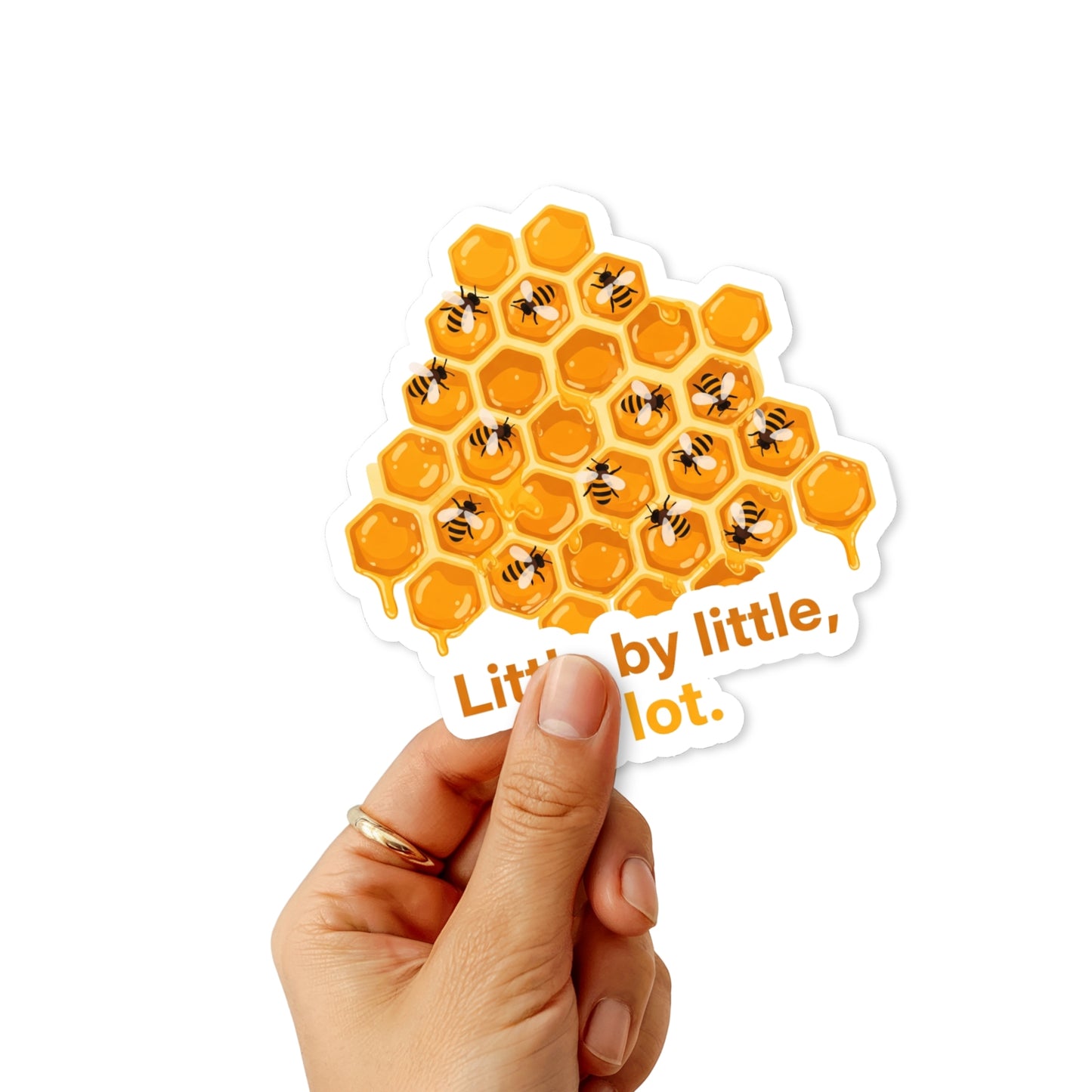 Inspirational Affirmation Sticker - Little by Little Honeycomb Design