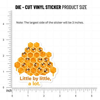 Inspirational Affirmation Sticker - Little by Little Honeycomb Design