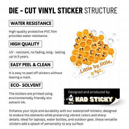 Inspirational Affirmation Sticker - Little by Little Honeycomb Design