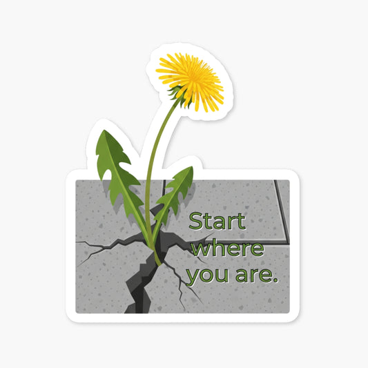 Positive Affirmation Sticker - Start Where You Are Dandelion