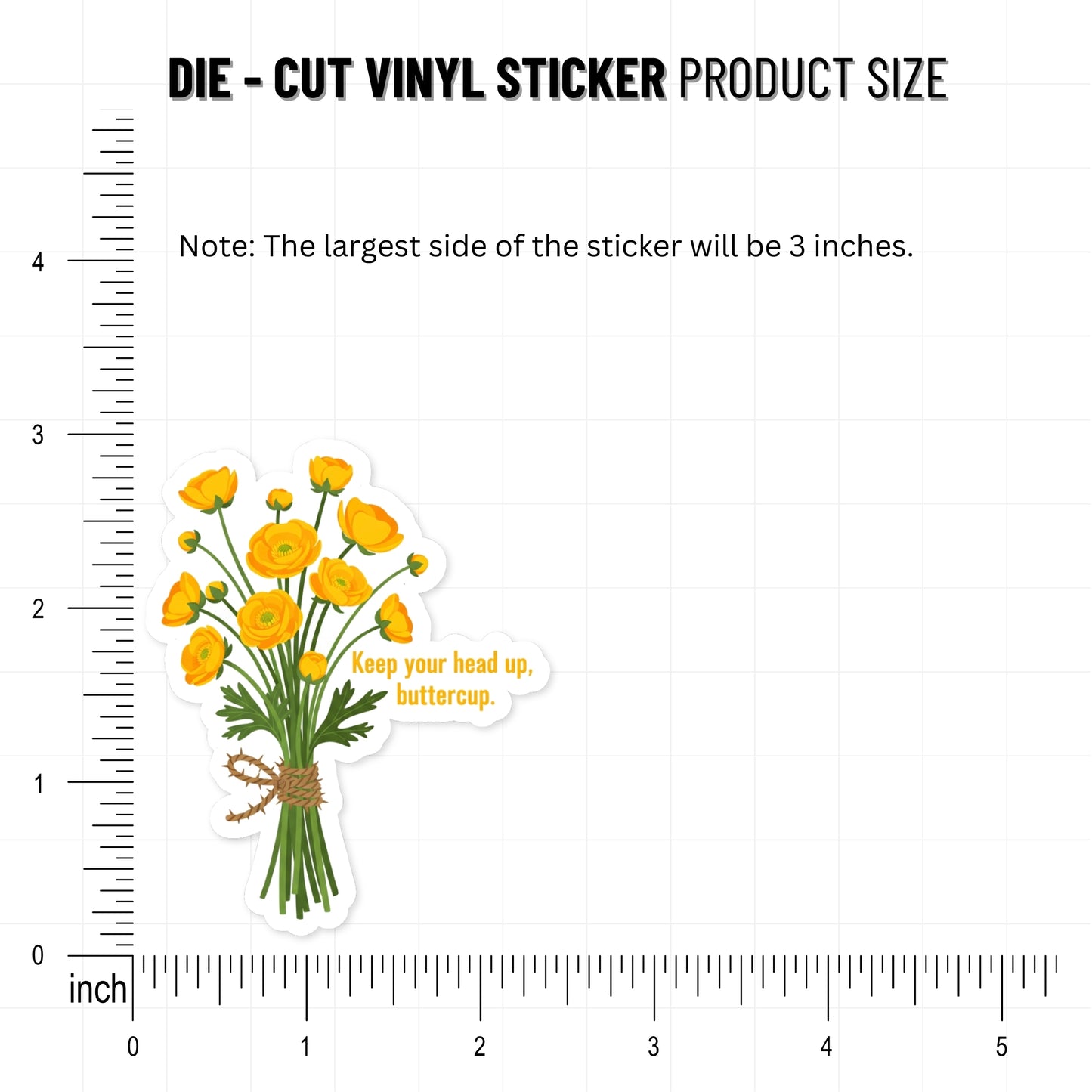 Keep Your Head Up Buttercup Positivity Sticker - Floral Decor