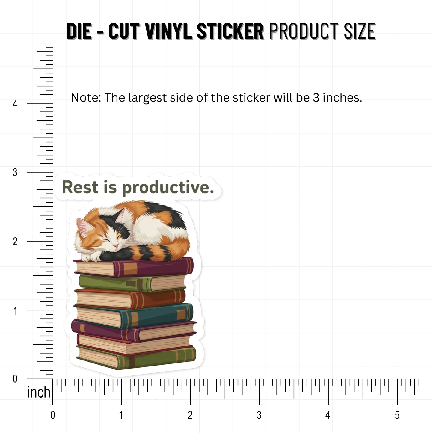 Rest Is Productive Sticker - Sleeping Cat Affirmation Decal