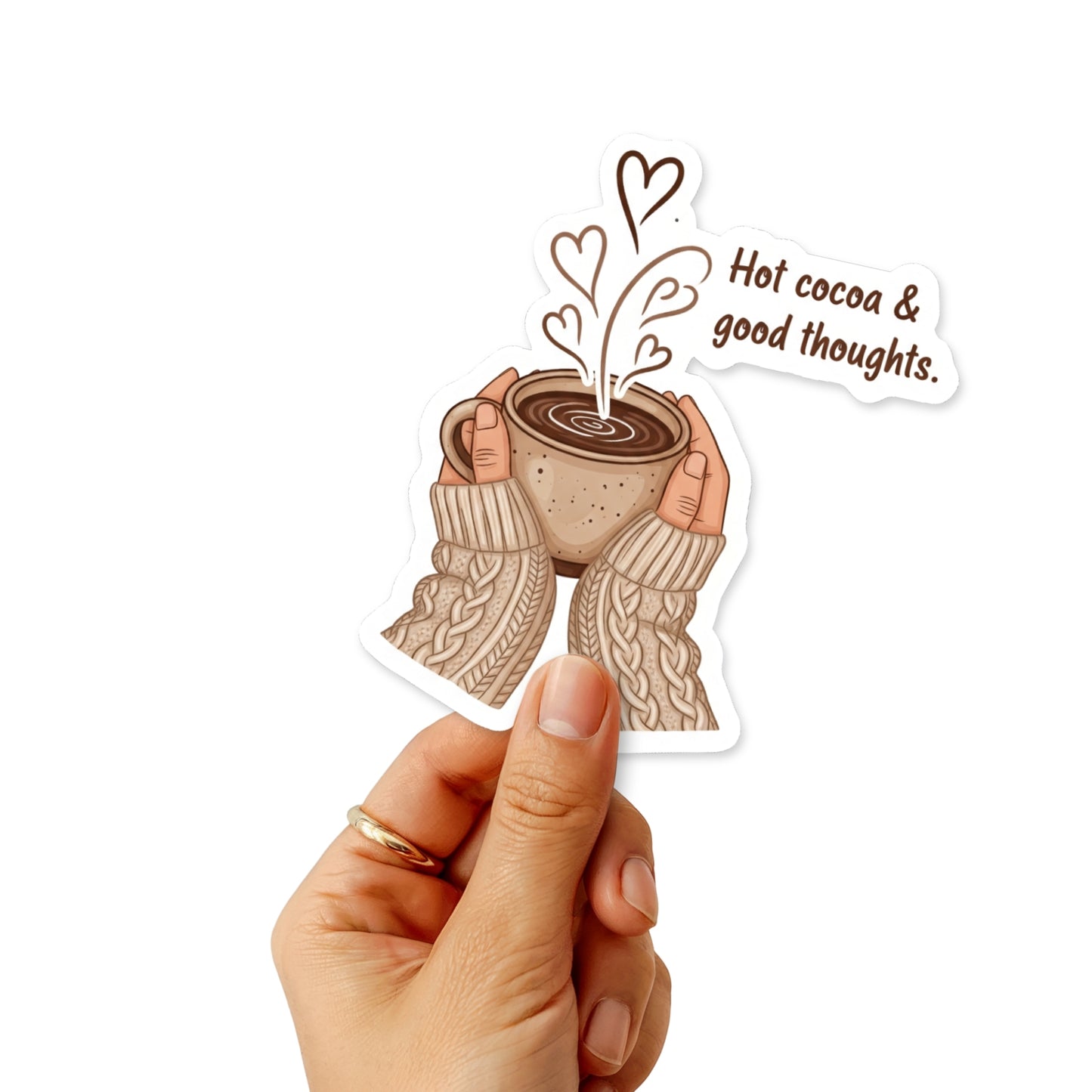 Hot Cocoa & Good Thoughts Positive Quote Sticker for Laptops