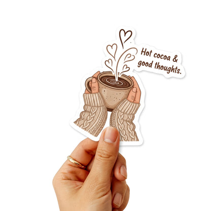 Hot Cocoa & Good Thoughts Positive Quote Sticker for Laptops