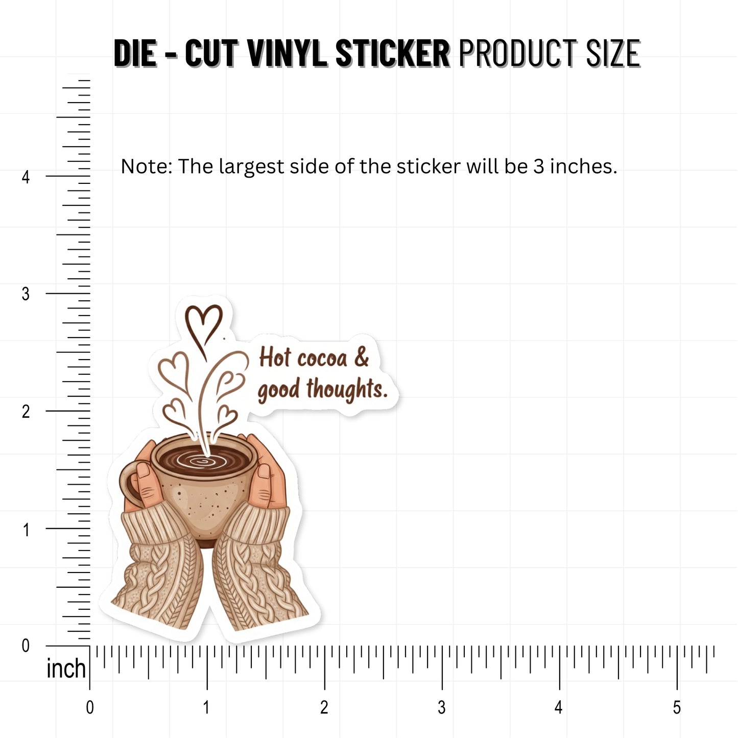 Hot Cocoa & Good Thoughts Positive Quote Sticker for Laptops