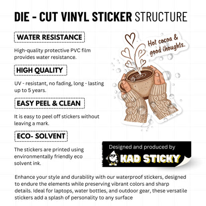 Hot Cocoa & Good Thoughts Positive Quote Sticker for Laptops