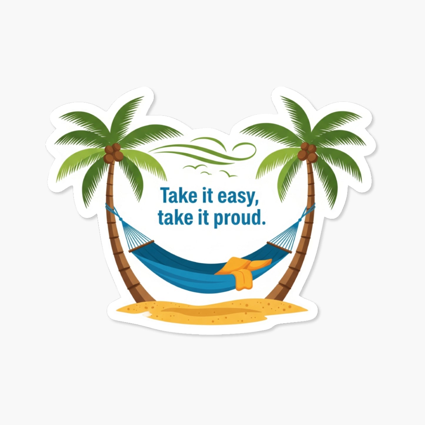 Positivity Sticker - Take It Easy Quote Hammock Vinyl Decal