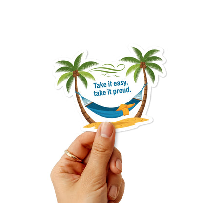Positivity Sticker - Take It Easy Quote Hammock Vinyl Decal