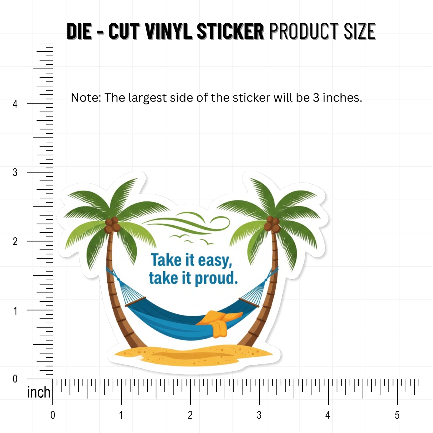 Positivity Sticker - Take It Easy Quote Hammock Vinyl Decal