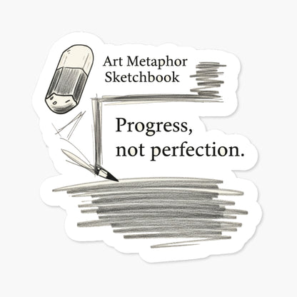 Inspirational Quote Sticker - Progress Not Perfection Sketch