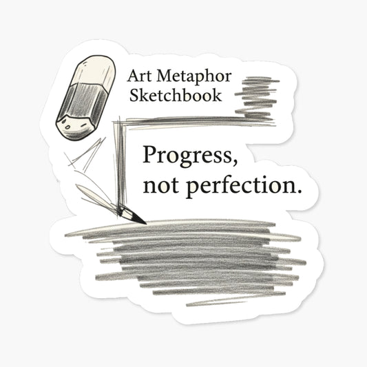 Inspirational Quote Sticker - Progress Not Perfection Sketch
