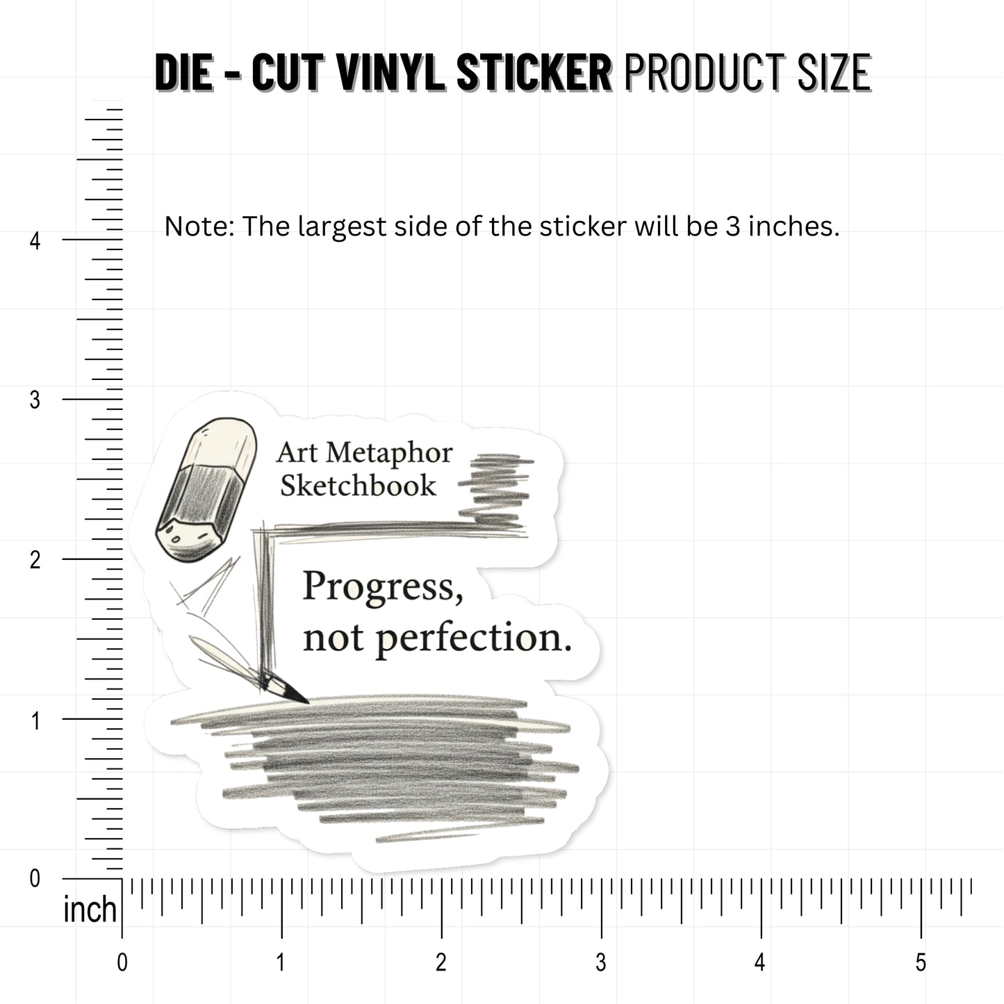Inspirational Quote Sticker - Progress Not Perfection Sketch