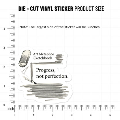 Inspirational Quote Sticker - Progress Not Perfection Sketch