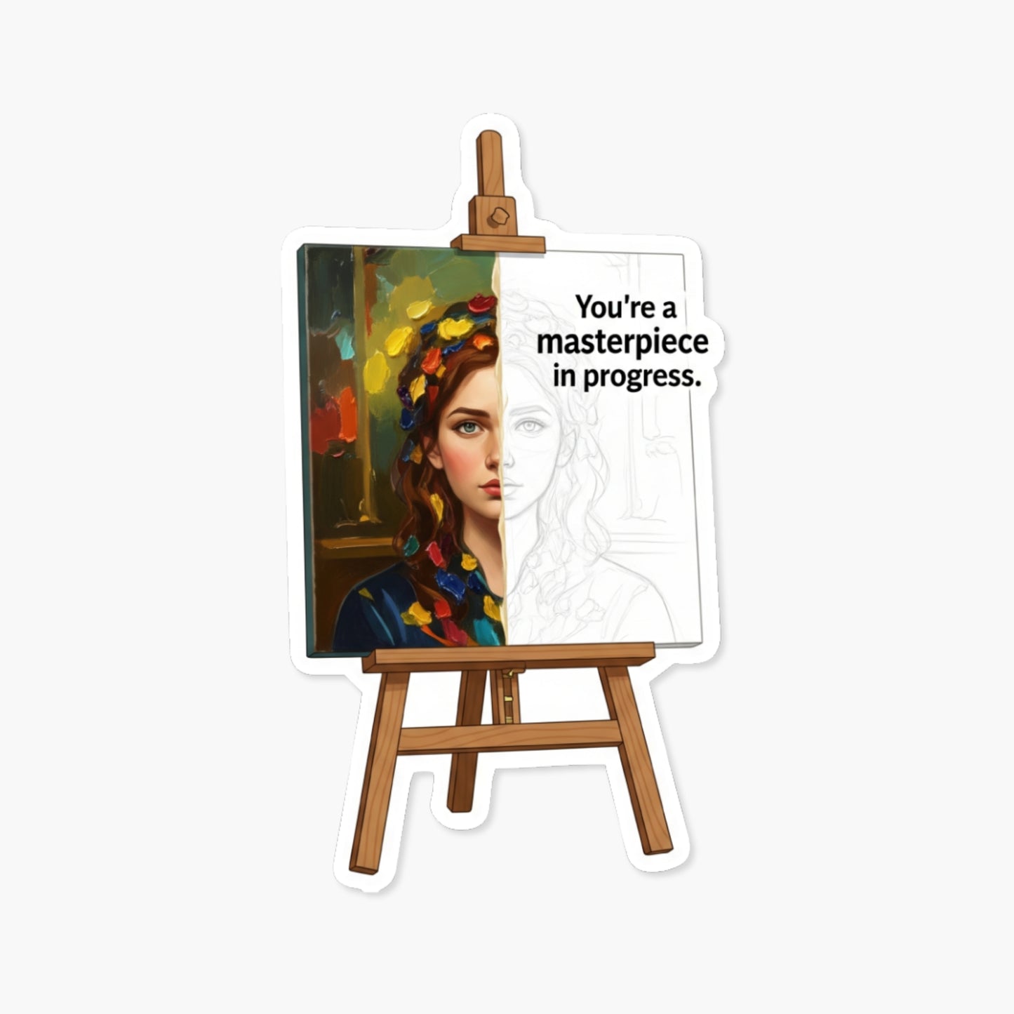 You're a Masterpiece Inspirational Affirmation Sticker - Oil Art Style