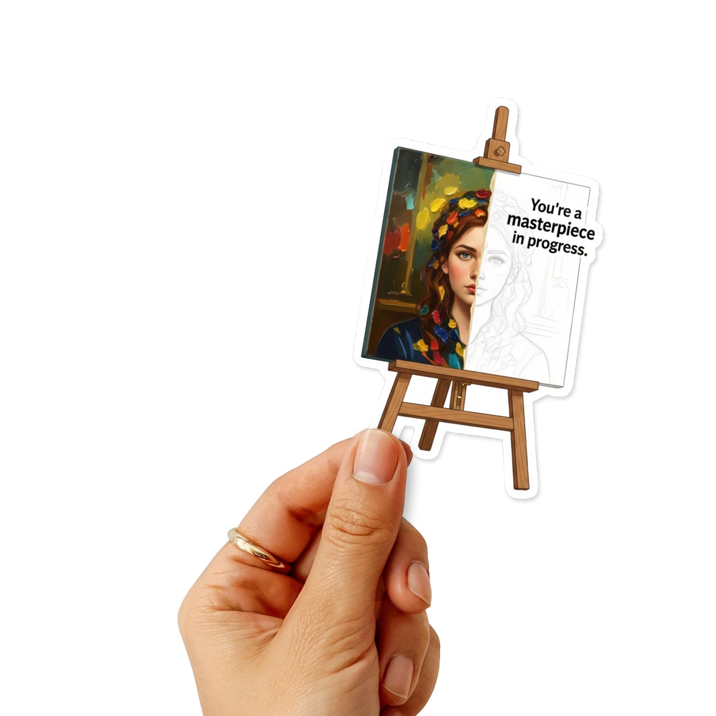 You're a Masterpiece Inspirational Affirmation Sticker - Oil Art Style