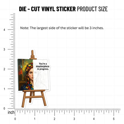 You're a Masterpiece Inspirational Affirmation Sticker - Oil Art Style