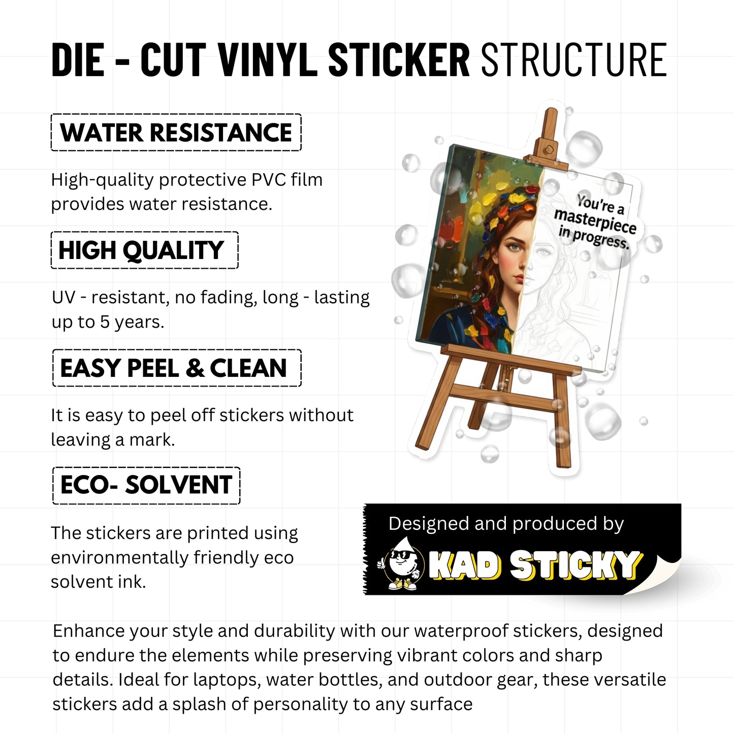 You're a Masterpiece Inspirational Affirmation Sticker - Oil Art Style