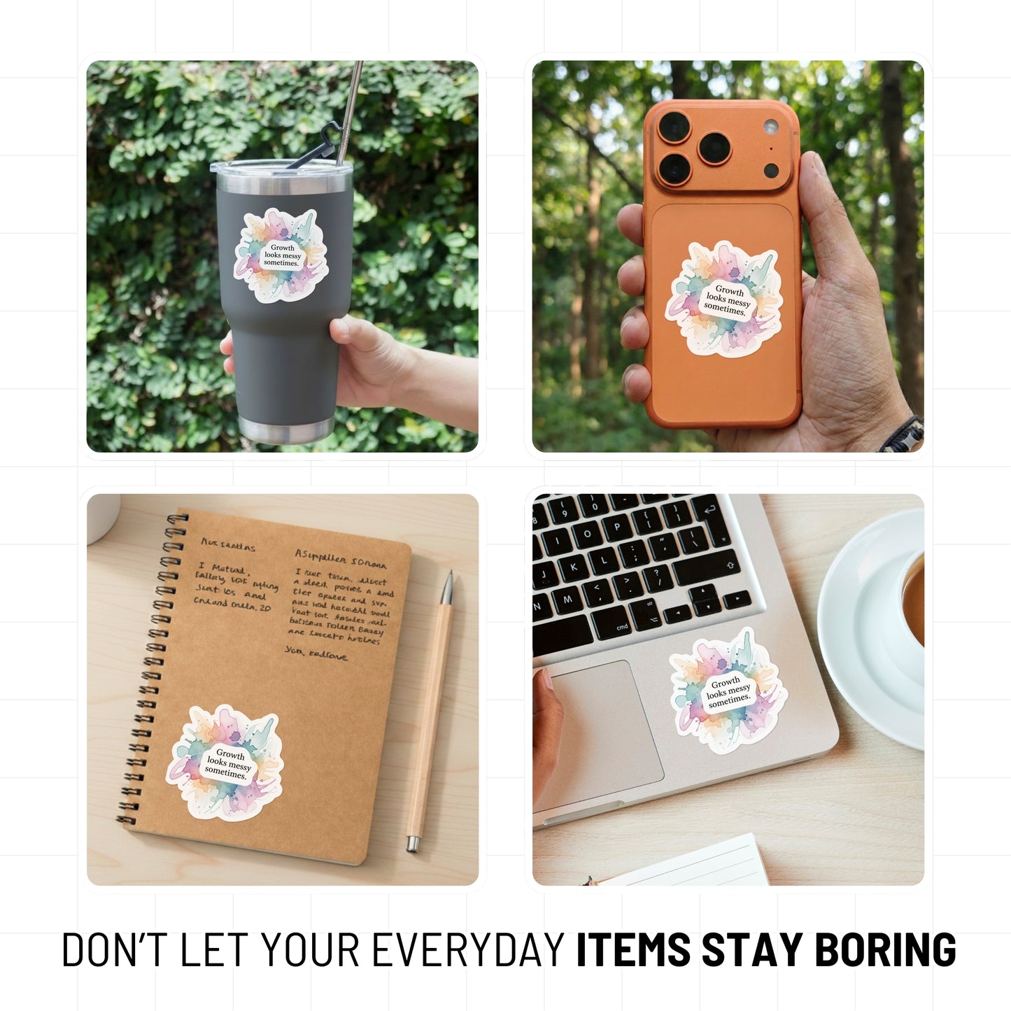 Inspirational Growth Sticker - Messy Growth Abstract Watercolor Decal