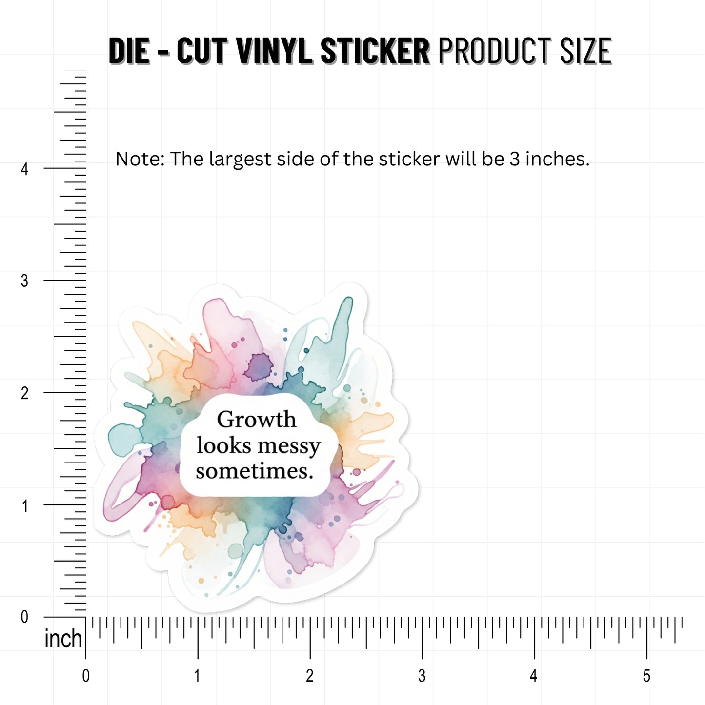 Inspirational Growth Sticker - Messy Growth Abstract Watercolor Decal