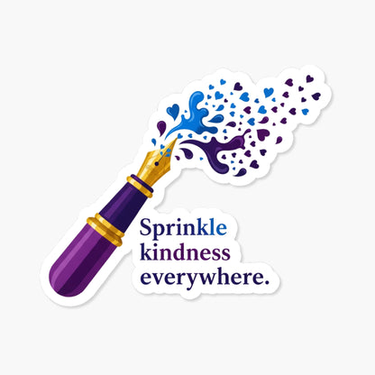 Kindness Water Bottle Sticker - Calligraphy Pen Heart Art Decal