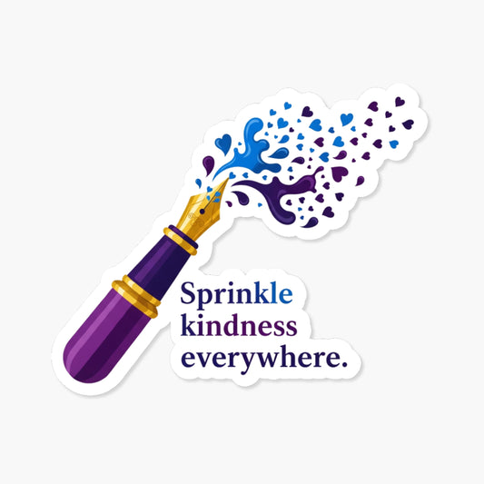 Kindness Water Bottle Sticker - Calligraphy Pen Heart Art Decal