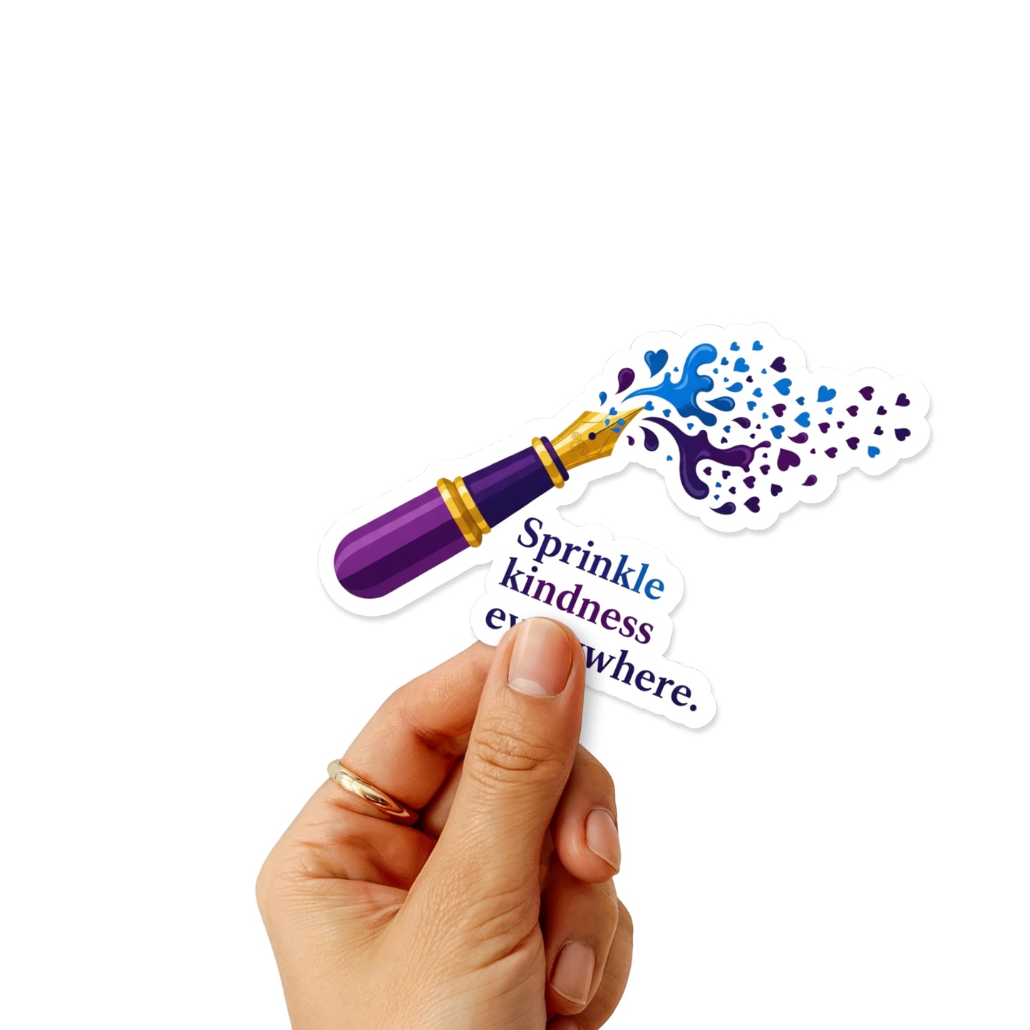 Kindness Water Bottle Sticker - Calligraphy Pen Heart Art Decal