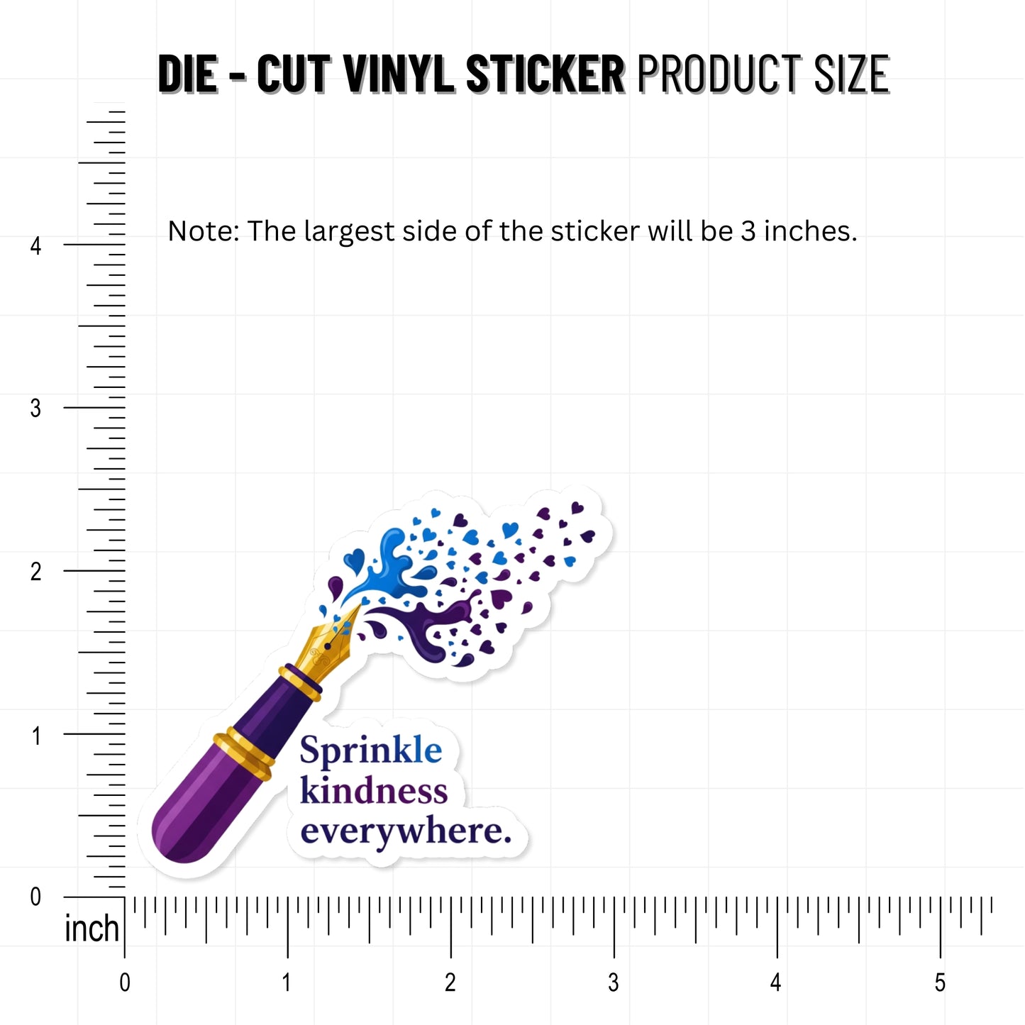 Kindness Water Bottle Sticker - Calligraphy Pen Heart Art Decal